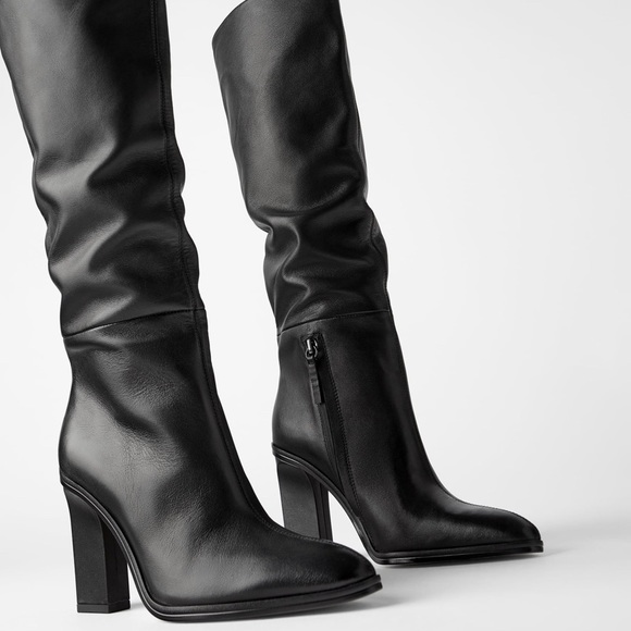 Zara Shoes - NWT!! Zara Leather Knee High Heeled Boots